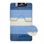 Коврик в ванную СИЛЬВЕР двойной, СИНИЙ, полосы, 60х100 + 50х60 см, 100% полиэстер.