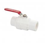 Кран шаровый 1" г/г, резьбовой, из ПВХ (PVC-U) пластика, металлическая ручка-рычаг, цвет БЕЛЫЙ.