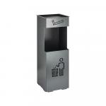 Урна с пепельницей 24 литра, металлическая, цвет СЕРЫЙ.