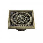 Трап душевой 100х100 мм, вертикальный выпуск 50 мм, с сухим затвором воды, с декоративной решёткой "цветы", цвет БРОНЗА.