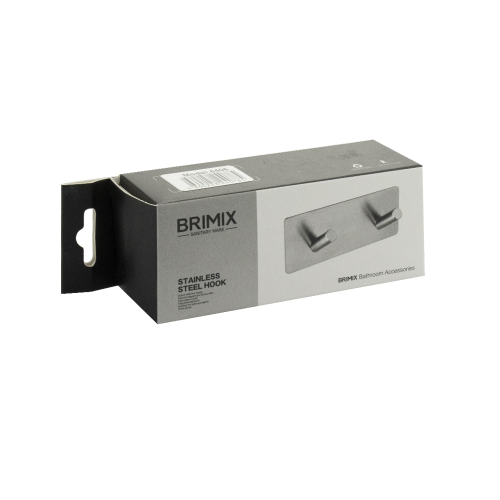 BRIMIX - Крючок одинарный высокопрочный, черного цвета, самоклейка без сверления, из нержавеющей стали SUS 304