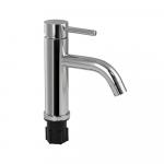 Смеситель для раковины, литой корпус, изогнутый излив, из хромированной нержавеющей стали марки SUS 304, цвет ХРОМ.