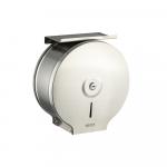 Диспенсер для туалетной бумаги в рулонах, с ключом, С ПОЛКОЙ, из нержавеющей стали, цвет САТИН.