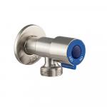 Кран металлокерамика угловой 1/2"х3/4", синяя ручка, с отражателем, из нержавеющей стали марки 304