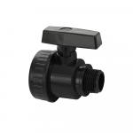 Кран шаровый 3/4" г/ш, резьбовой, разборный, ручка-бабочка, из ПВХ (PVC-U) пластика, цвет ЧЁРНЫЙ.