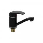 Смеситель для кухни и раковины, шаровый, поворотный корпус, излив 15 см, цвет ЧЕРНЫЙ КАМЕНЬ.