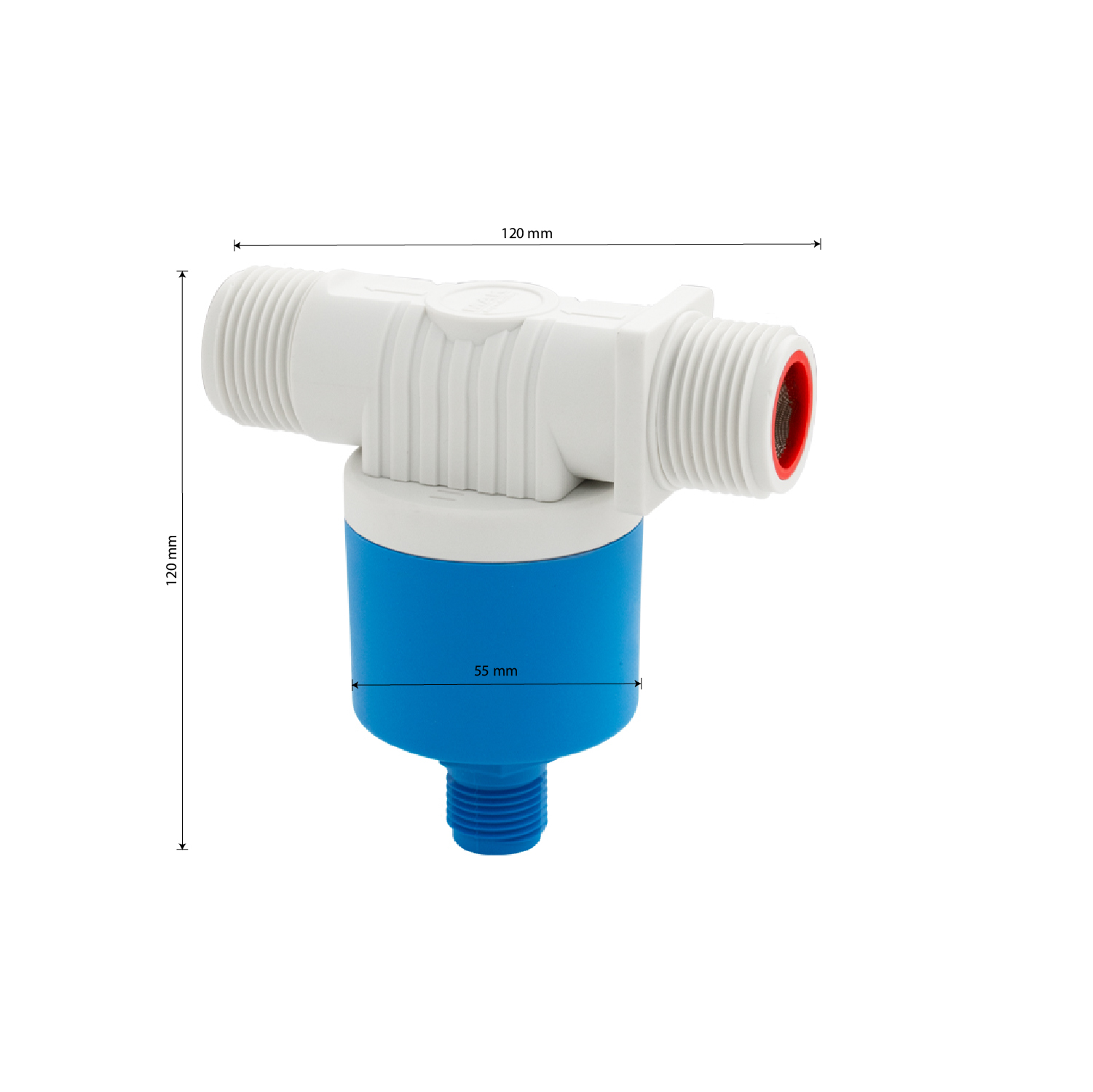 MAK - Поплавок - клапан НАРУЖНЫЙ, для ёмкостей, 1" из высокопрочного АБС пластика, боковое подключение для агрессивных жидкостей