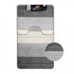 Коврик в ванную SILVER двойной, СЕРЫЙ, полосы, 60х100 + 50х60 см, 100% полиэстер.