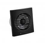 Вытяжной вентилятор, Ø 100 мм, с обратным клапаном и москитной сеткой, квадратный, с решеткой, из АБС пластика, цвет ЧЕРНЫЙ.