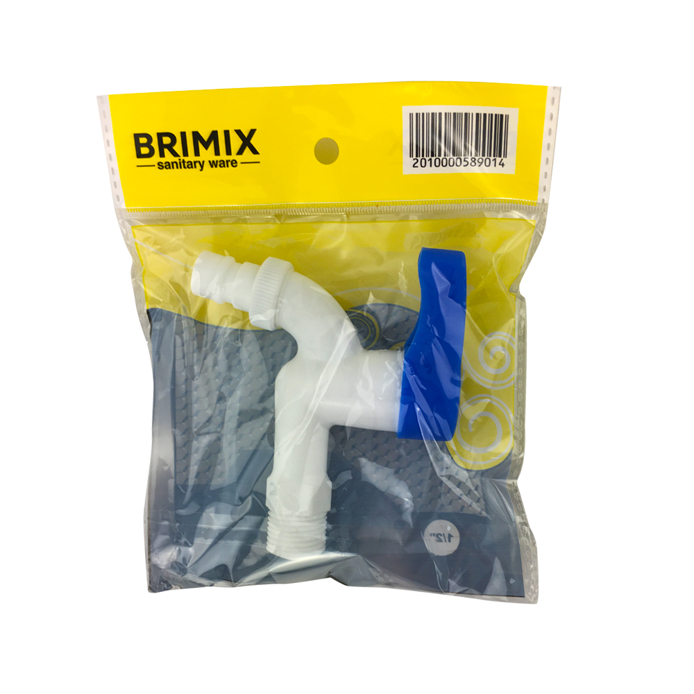 BRIMIX - Кран водоразборный 1/2н, металлокерамика из высокопрочного пластика АБС, БЕЛЫЙ