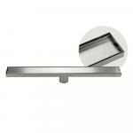 Трап линейный 600 х 70 мм, нержавеющая сталь, вертикальный выпуск 50 мм, крышка литая, двухсторонняя, с возможностью вставки плитки, с гидрозатвором, цвет САТИН.