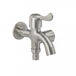 Кран водоразборный 1/2", металлокерамика, с двойным выходом, из нержавеющей стали марки SUS 304, цвет САТИН.