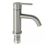 Смеситель для раковины, литой корпус, изогнутый излив, из нержавеющей стали марки SUS 304, цвет САТИН.