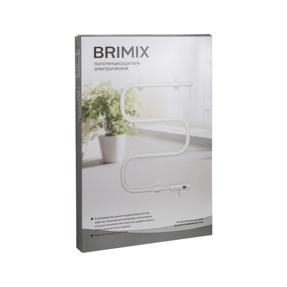 BRIMIX - Полотенцесушитель электрический М-образный, 620х400x100 с сухим ТЭНом, 60 W, БЕЛЫЙ