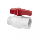 Кран шаровый 1 1/2" г/ш, резьбовой, ручка-рычаг, из ПВХ (PVC-U) пластика, цвет БЕЛЫЙ.