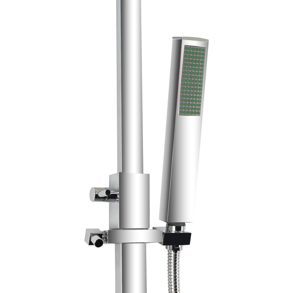 САНАКС - Смеситель + стойка душевая "тропический душ" с двумя лейками, телескопическая от 800 - 1200 мм