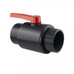 Кран шаровый 6" г/г, резьбовой, ручка-рычаг, из ПВХ (PVC-U) пластика, цвет СЕРЫЙ.