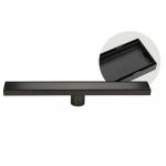 Трап линейный 500 х 70 мм, нержавеющая сталь, вертикальный выпуск 50 мм, крышка литая, двухсторонняя, с возможностью вставки плитки, с гидрозатвором, цвет ГРАФИТ.