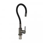 Смеситель для кухни, гибкий ЧЁРНЫЙ излив, из нержавеющей стали марки SUS 304, цвет корпуса ГРАФИТ.