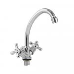 Смеситель для кухни, вентильный, ручки крест, цвет ХРОМ.