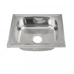 Мойка накладная 50х40 см, толщина 0,6 мм, глубина 160 мм + большой сифон с переливом, без отверстия для смесителя, цвет ХРОМ.