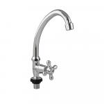 Кран на одну воду, вентильный, круглая ручка, цвет ХРОМ.