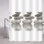 Штора с рисунком, большие камни, матовая, в ванную комнату, с кольцами, ПЕВА, 180 х 180 см.