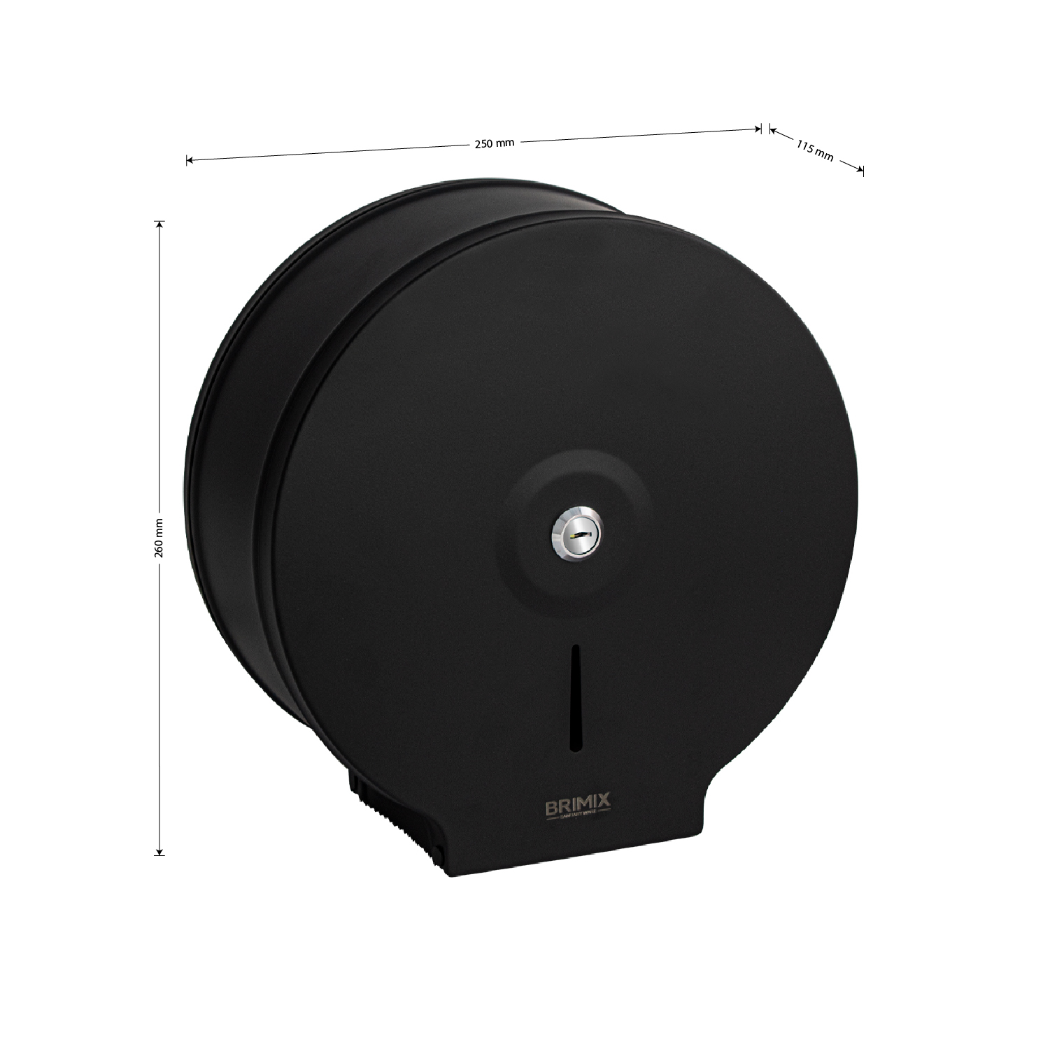 BRIMIX - Диспенсер для туалетной бумаги, с ключом - барабан, нержавеющая матовая сталь черного цвета