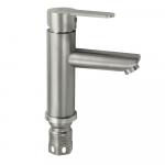 Смеситель для раковины, литой корпус, прямой излив, из нержавеющей стали марки SUS 304, цвет САТИН.