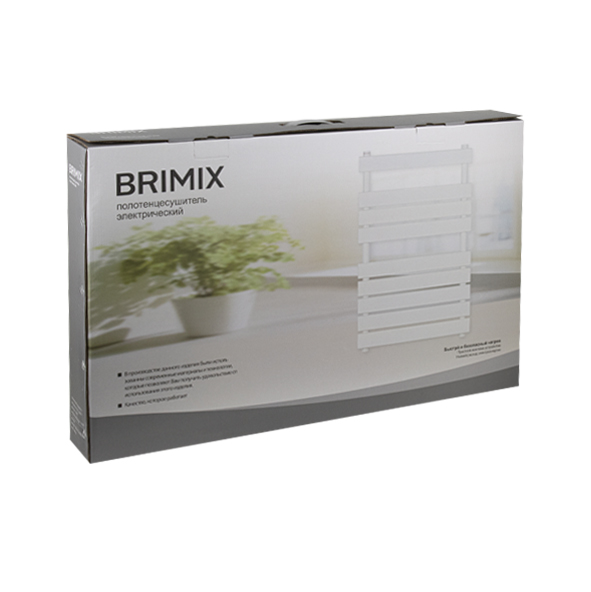 BRIMIX - Полотенцесушитель БЕЛЫЙ, электрический  ЛЕСЕНКА односторонняя 800 х 505 х 115 на 9 плоских перекладин, 210 W, 220-240 V из алюминия, тэн из углеродного волокна 