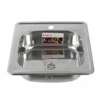 Мойка врезная, 48х48 см, толщина 0,6 мм, глубина 160 мм, под МАЛЕНЬКИЙ сифон, БЕЗ перелива + ГОФРОСИФОН в КОМПЛЕКТЕ