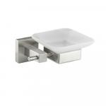 Мыльница стеклянная матовая, с креплением к стене из нержавеющей стали, с квадратным основанием, цвет САТИН.