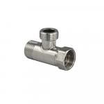 Тройник 1/2"х1/2"х1/2" ш/ш/г, с накидной гайкой, из нержавеющей стали.