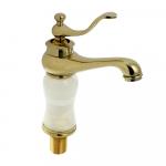 Смеситель для   раковины , корпус под светлый  мрамор с ЗОЛОТОМ   , шаровый