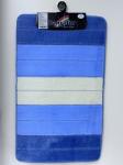 Коврик в ванную SILVER двойной, СИНИЙ, полосы, 60х100 + 50х60 см, 100% полиэстер.