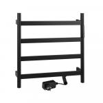 Полотенцесушитель электрический, 475 х 505 х 90 мм, лесенка 4 перекладины, 75 W, из нержавеющей стали, сенсорное управление с таймером до 24 часов, цвет ЧЁРНЫЙ.