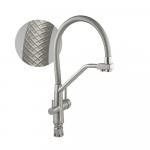 Смеситель для кухни с гибким серым рельефным изливом, с фиксацией на изливе, для фильтрованной воды, шаровый, из нержавеющей стали марка SUS 304, цвет корпуса САТИН.