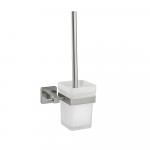 Ёрш для унитаза, со стеклянной колбой, с креплением к стене из нержавеющей стали, с квадратным основанием, цвет САТИН.