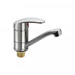 Смеситель для кухни и раковины, шаровый, поворотный корпус, излив 15 см, цвет ХРОМ