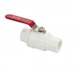 Кран шаровый 3/4" г/г, резьбовой, из ПВХ (PVC-U) пластика, металлическая ручка-рычаг, цвет БЕЛЫЙ.