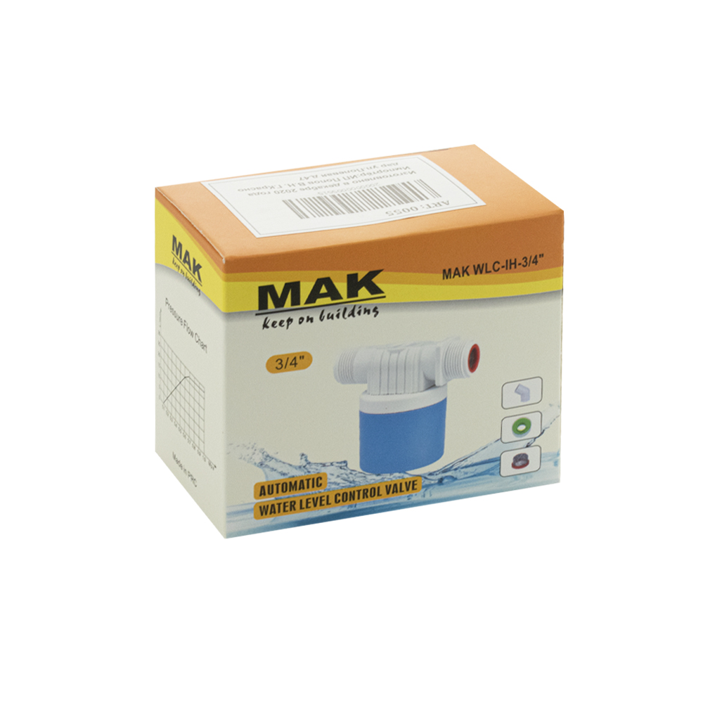 MAK - Поплавок - клапан для бочка и ёмкостей 3/4" из высокопрочного АБС пластика, боковое подключение
