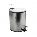 Ведро из нержавеющей стали, с педалью, круглое, 5 литров, с декоративной поверхностью, цвет ХРОМ.