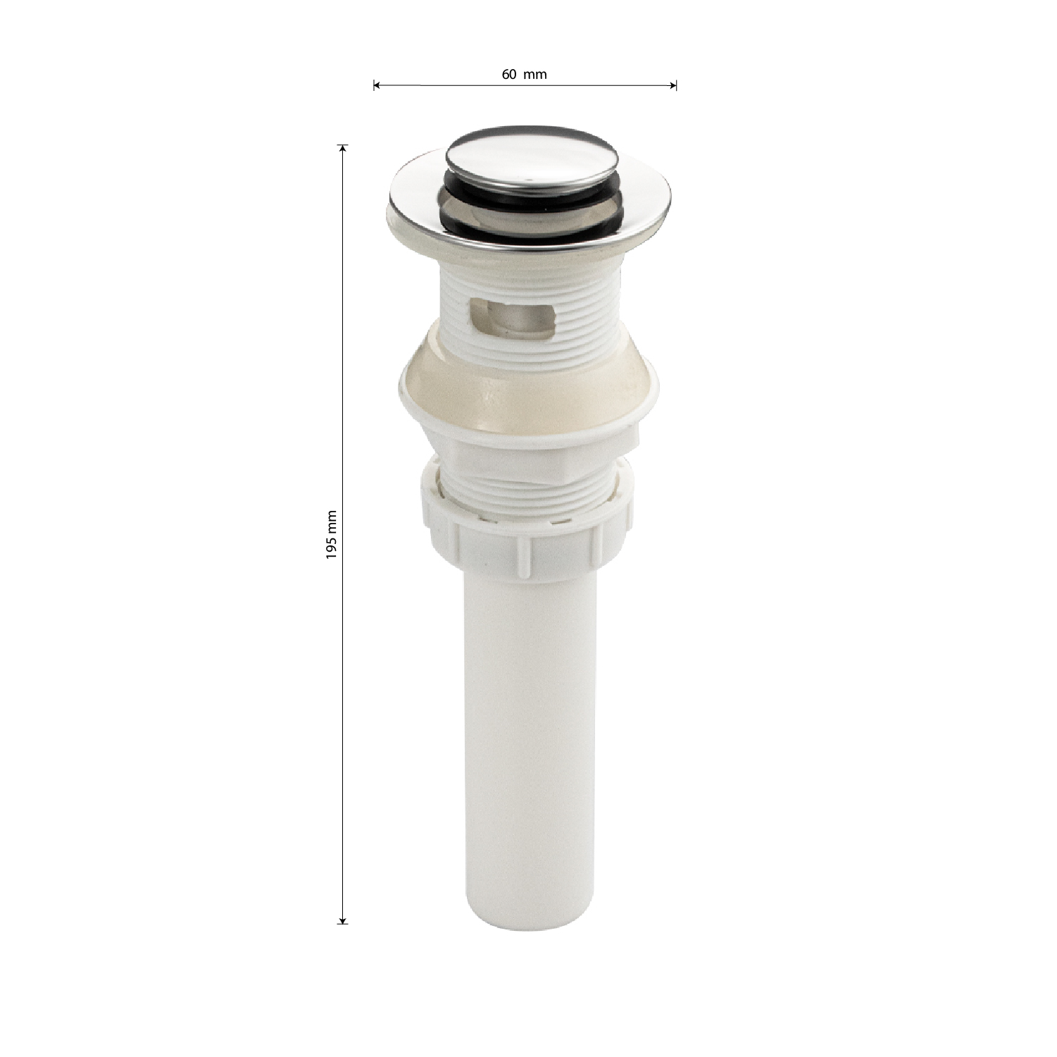 САНАКС - Верхняя часть (донный клапан) сифона-автомата на раковину с переливом ,  с маленькой крышкой, пластик АБС