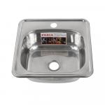 Мойка врезная, 38х38 см, толщина 0,6 мм, глубина 160мм, под МАЛЕНЬКИЙ сифон, БЕЗ перелива + ГОФРОСИФОН в КОМПЛЕКТЕ