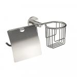 Держатель освежителя воздуха и туалетной бумаги с экраном, из нержавеющей стали, с круглым основанием, цвет САТИН.