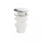 Верхняя часть - (донный клапан) сифона-автомата на раковину с переливом ,  с большой хромированной крышкой, пластик АБС