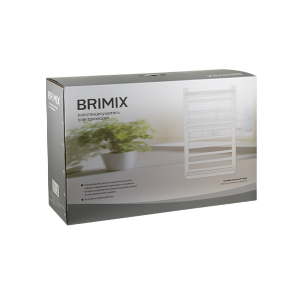 BRIMIX - Полотенцесушитель электрический, ЧЁРНЫЙ, ЛЕСЕНКА, 800 х 500 х 90 мм, на 10 перекладин, 150 W, 220-230 В, 50-60 Гц, из алюминия, тэн из углеродного волокна 
