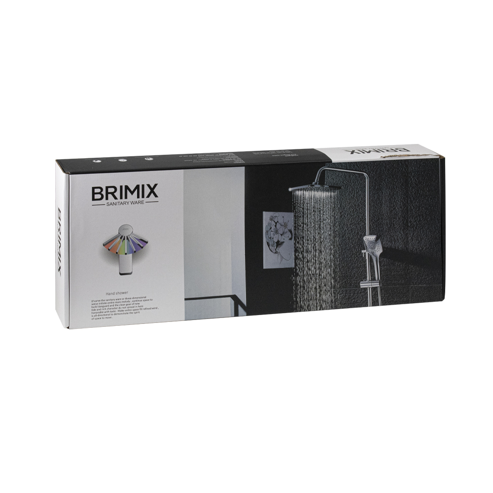 BRIMIX - Смеситель + стойка душевая "тропический душ" с двумя ХРОМИРОВАННЫМИ квадратными лейками  