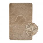 Коврик в ванную КЛАССИК УНИ 201825, двойной СВЕТЛО-КОРИЧНЕВЫЙ, 55х90 + 45х55 см, 100% полиэстер