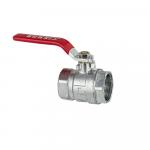 Кран шаровый 1" г/г, ручка "рычаг" красная.